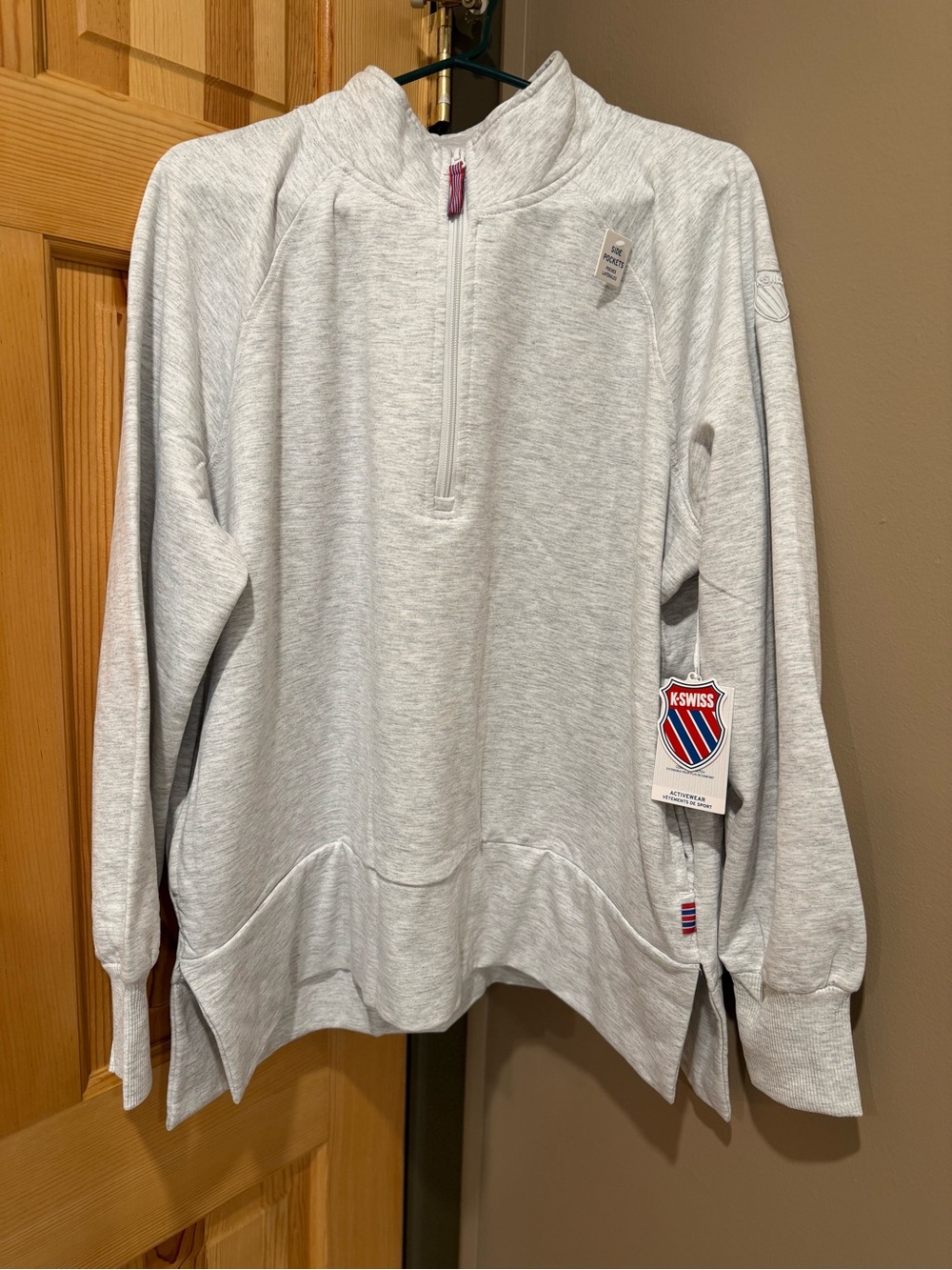 K-Swiss Heather Light Gray Half-Zip Pullover XL